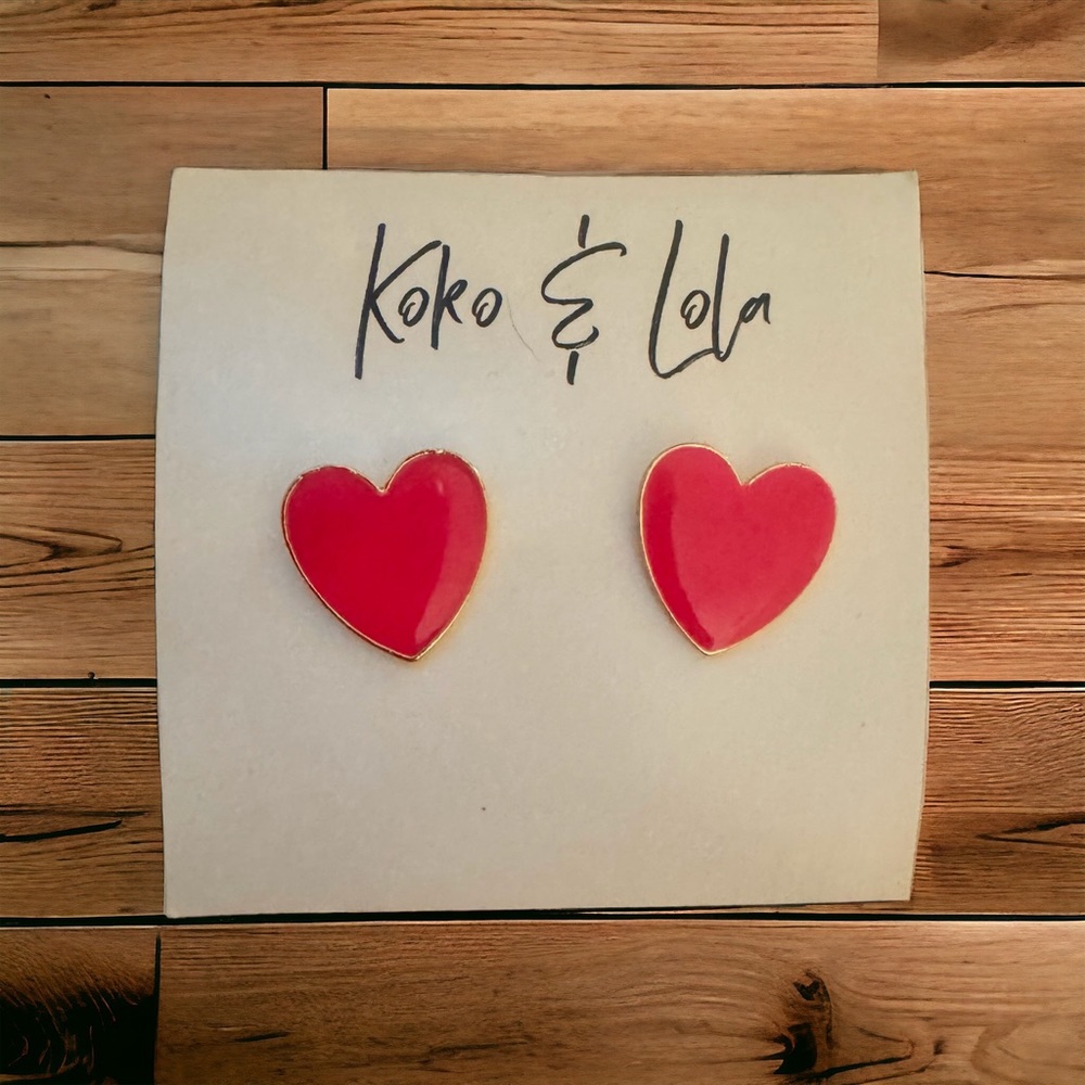 NWT KOKO AND LOLA - HOT PINK GOLD ACCENT HEART EARRINGS